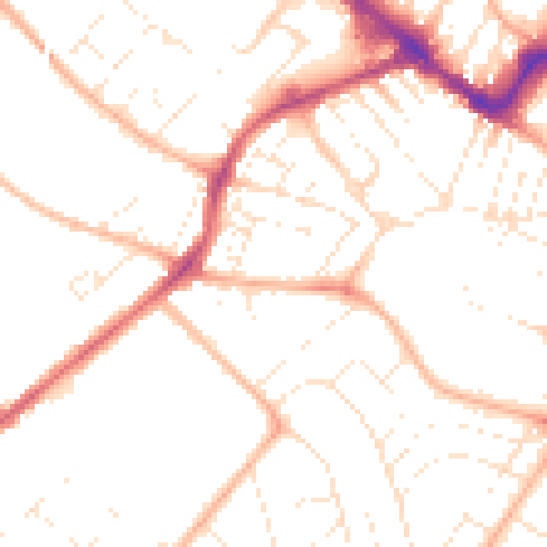 Daytime road noise heatmap for GL50 3EQ