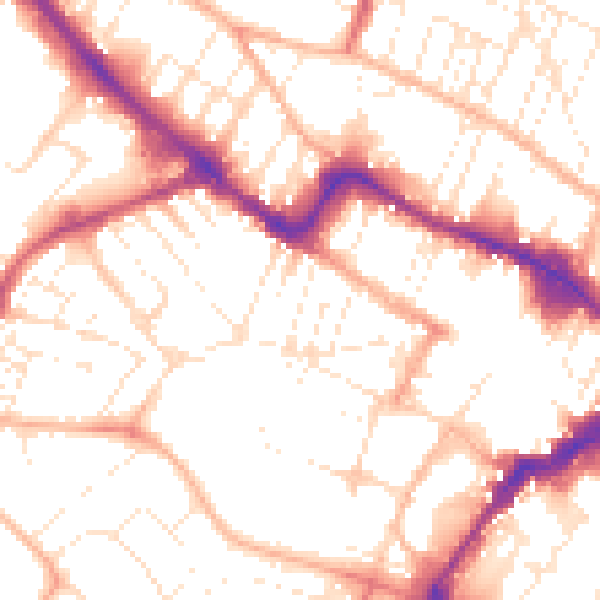 Daytime road noise heatmap for GL50 3LZ