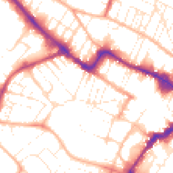 Daytime road noise heatmap for GL50 3NE