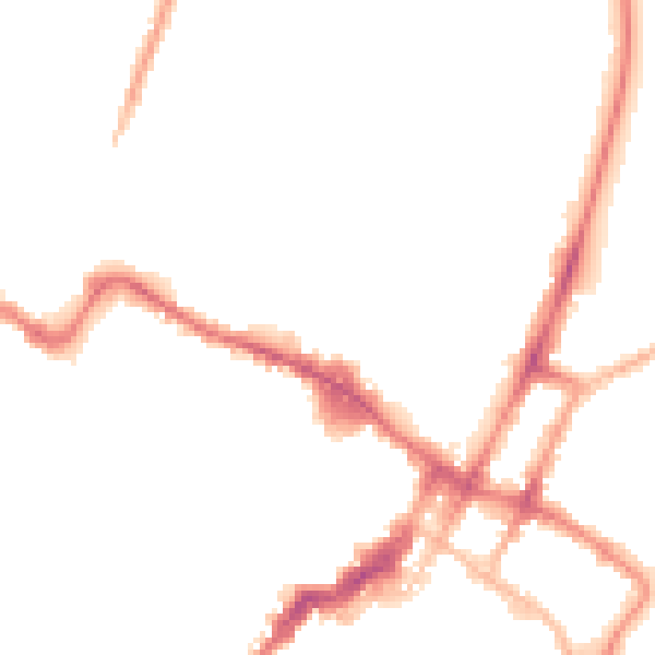 Night-time road noise heatmap for GL50 4AP