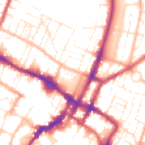 Daytime road noise heatmap for GL50 4JN