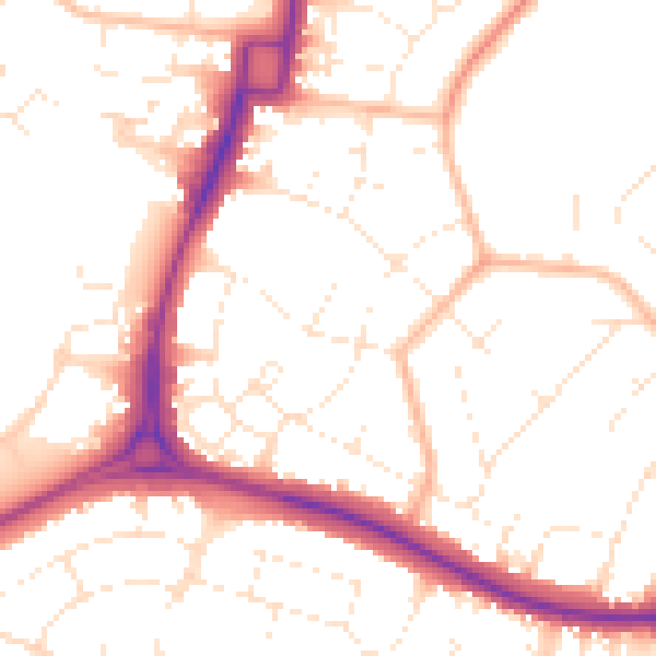 Daytime road noise heatmap for GL51 7DN