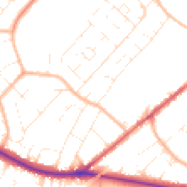 Daytime road noise heatmap for GL51 7EW