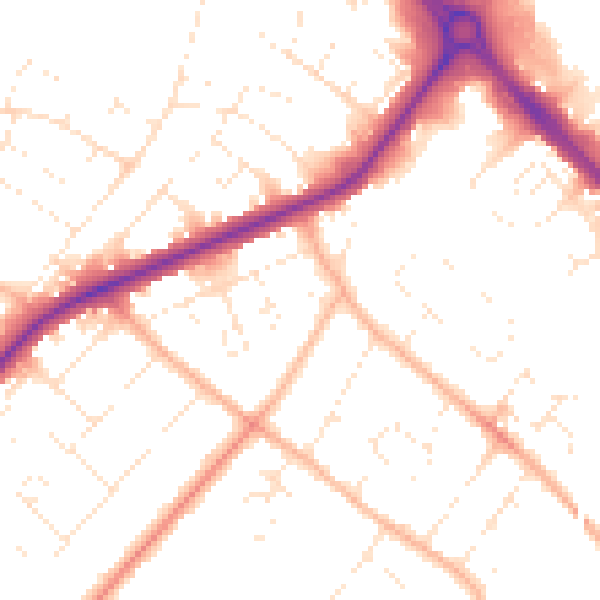 Daytime road noise heatmap for GL51 8EB