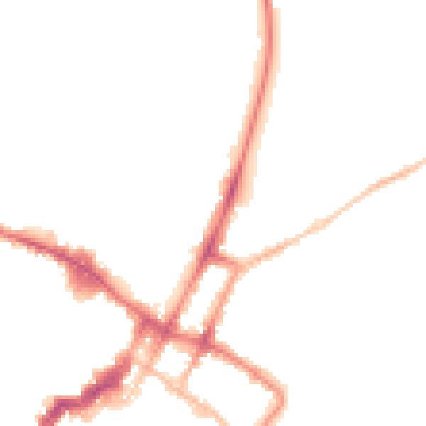 Night-time road noise heatmap for GL52 2AB