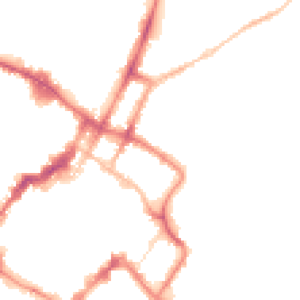 Night-time road noise heatmap for GL52 2AD