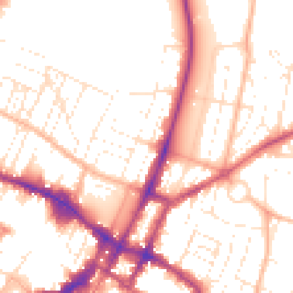 Daytime road noise heatmap for GL52 2AG