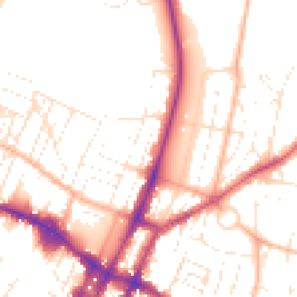 Daytime road noise heatmap for GL52 2AJ