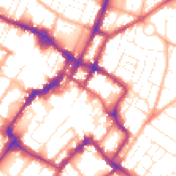 Daytime road noise heatmap for GL52 2AQ