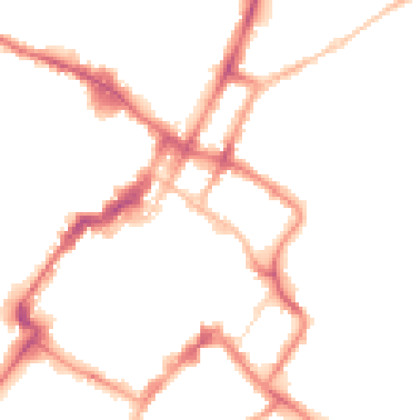 Night-time road noise heatmap for GL52 2AQ