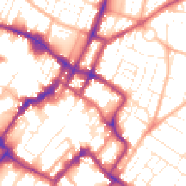 Daytime road noise heatmap for GL52 2AS