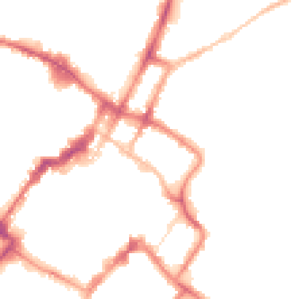 Night-time road noise heatmap for GL52 2AS
