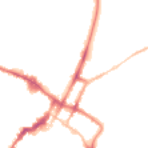 Night-time road noise heatmap for GL52 2AU