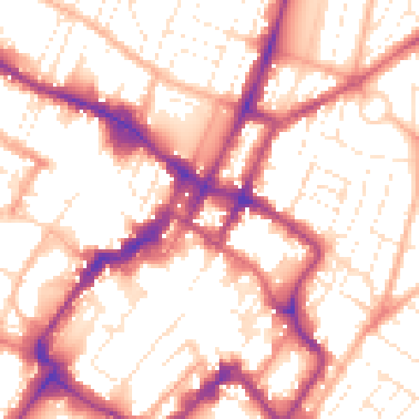Daytime road noise heatmap for GL52 2AW