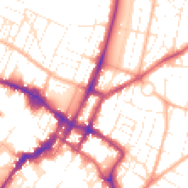 Daytime road noise heatmap for GL52 2AY