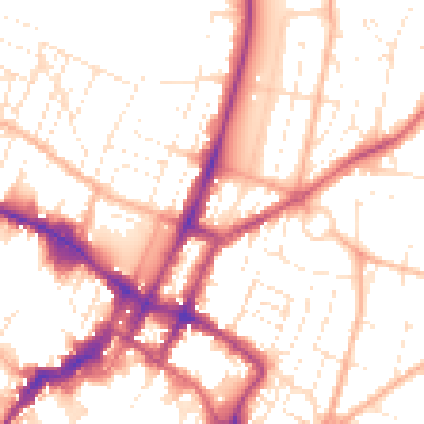 Daytime road noise heatmap for GL52 2BA
