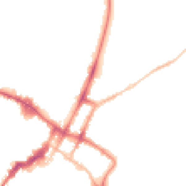 Night-time road noise heatmap for GL52 2BA