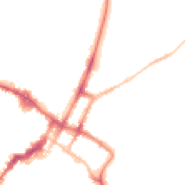 Night-time road noise heatmap for GL52 2BB