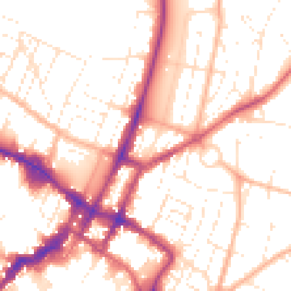 Daytime road noise heatmap for GL52 2BD