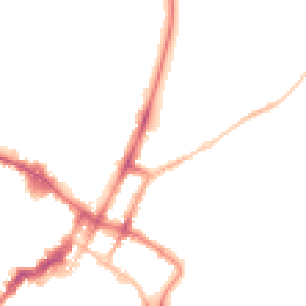Night-time road noise heatmap for GL52 2BD