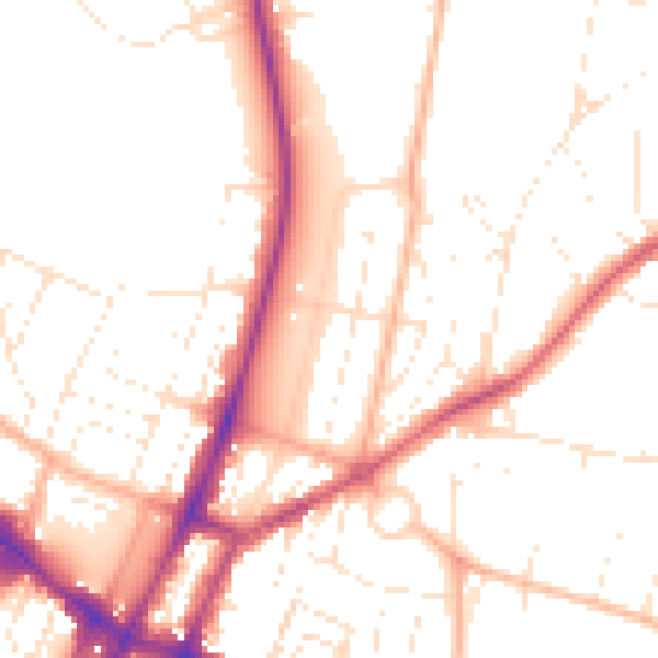 Daytime road noise heatmap for GL52 2BJ