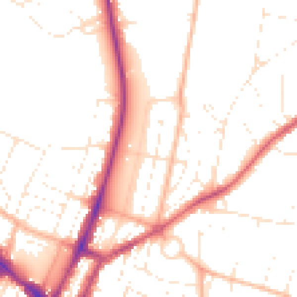 Daytime road noise heatmap for GL52 2BL
