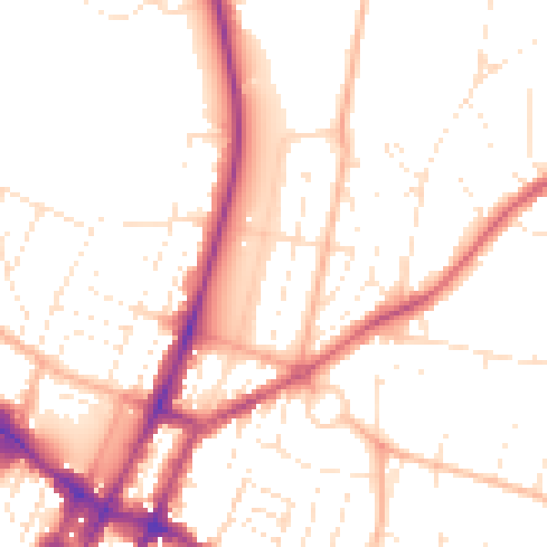 Daytime road noise heatmap for GL52 2BQ