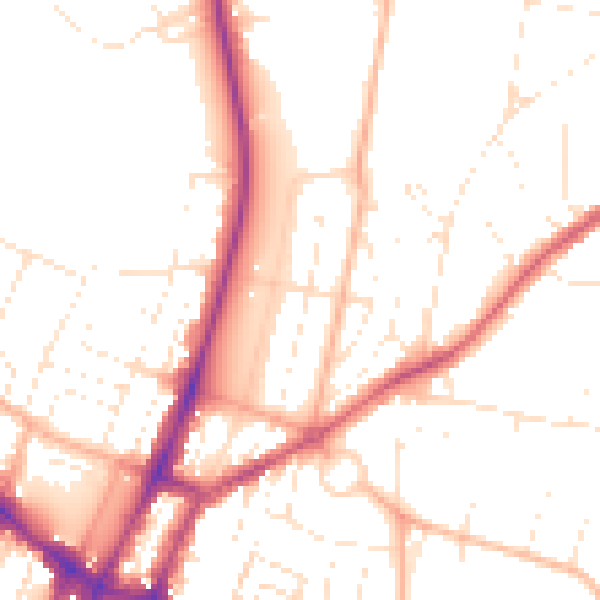 Daytime road noise heatmap for GL52 2BT