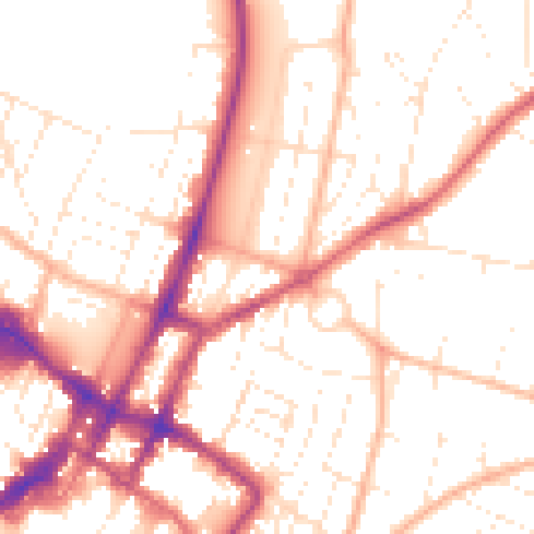 Daytime road noise heatmap for GL52 2BU