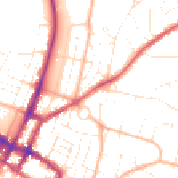 Daytime road noise heatmap for GL52 2DA