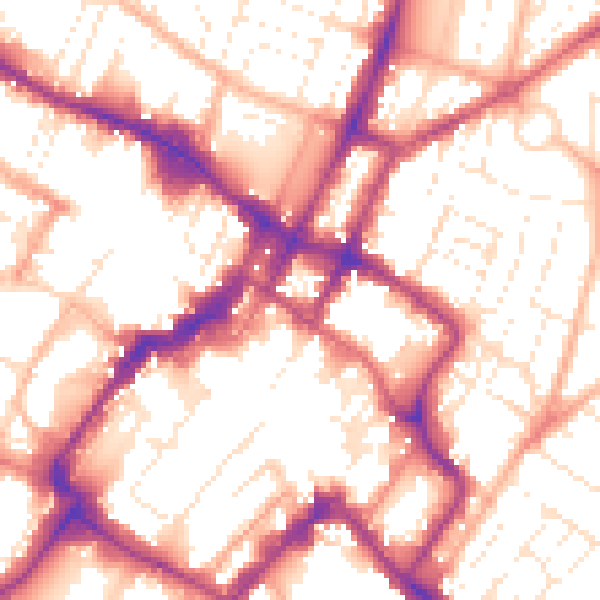 Daytime road noise heatmap for GL52 2DB