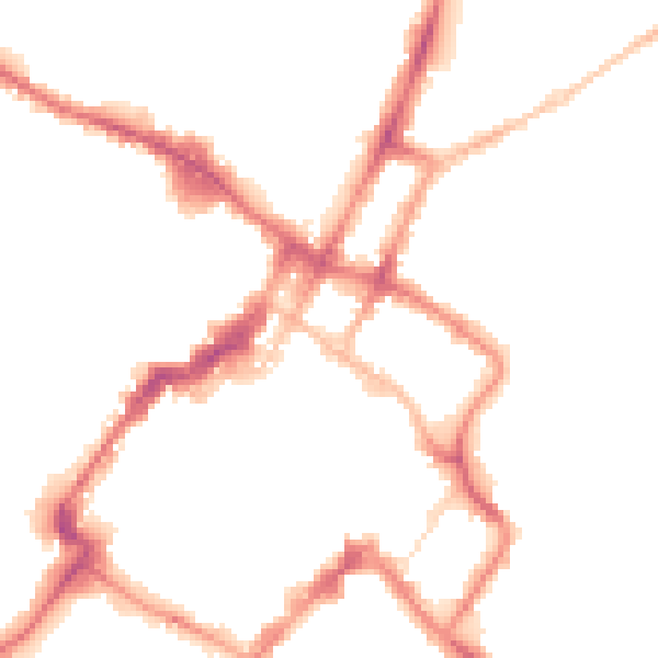 Night-time road noise heatmap for GL52 2DB