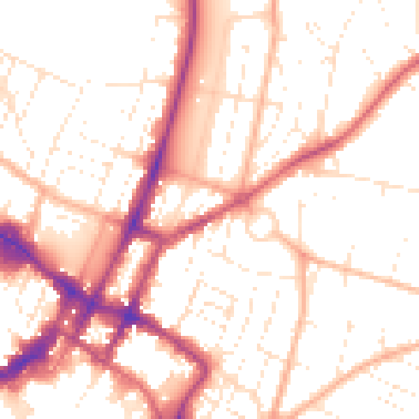 Daytime road noise heatmap for GL52 2DD