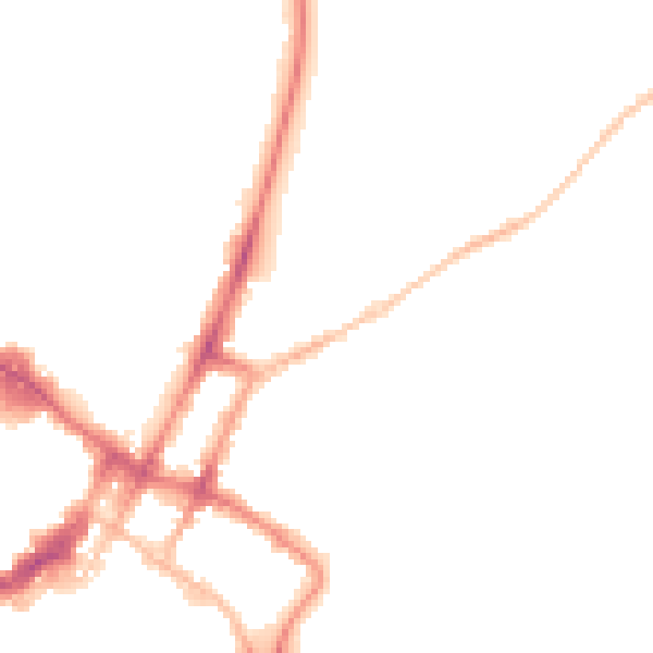 Night-time road noise heatmap for GL52 2DD
