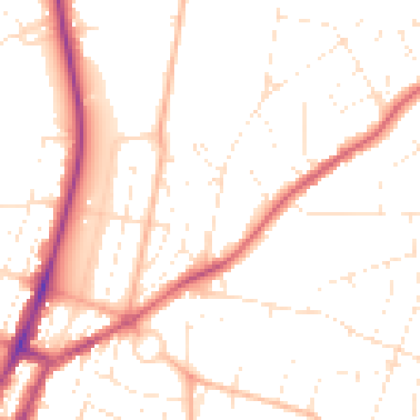 Daytime road noise heatmap for GL52 2DE