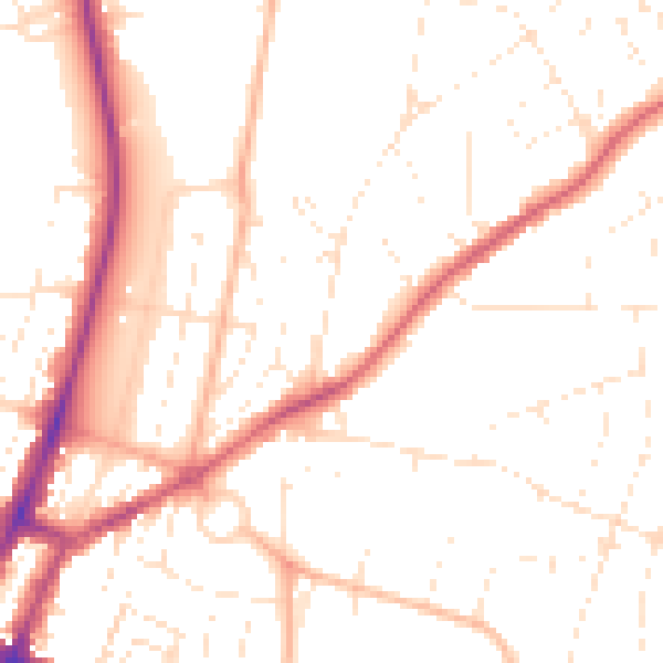 Daytime road noise heatmap for GL52 2DG