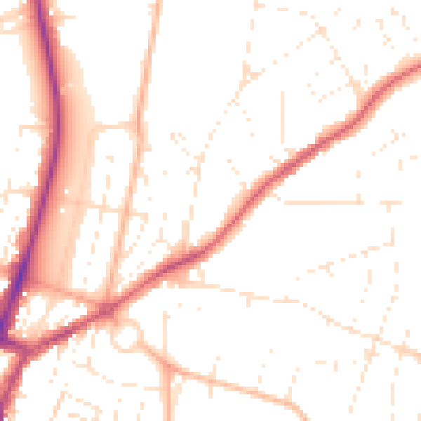 Daytime road noise heatmap for GL52 2DN