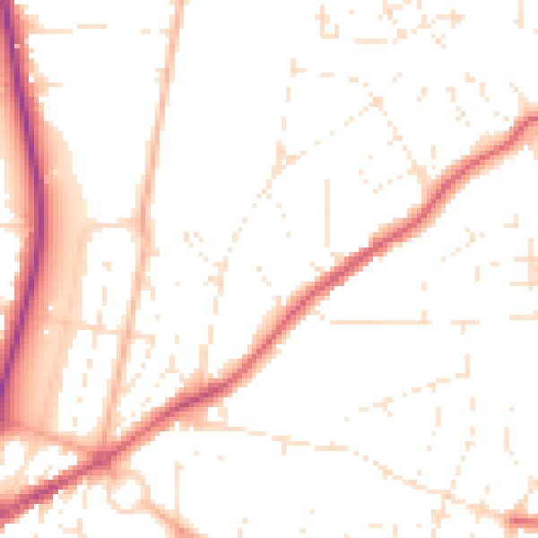 Daytime road noise heatmap for GL52 2DQ