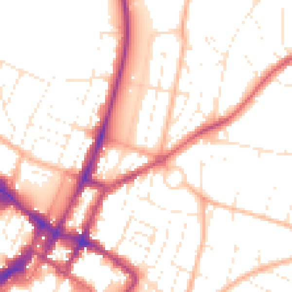 Daytime road noise heatmap for GL52 2DY