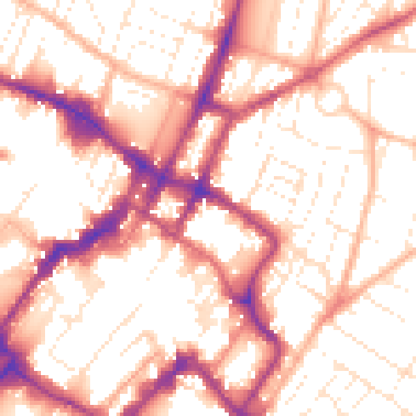 Daytime road noise heatmap for GL52 2DZ