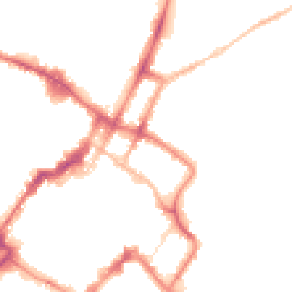 Night-time road noise heatmap for GL52 2DZ