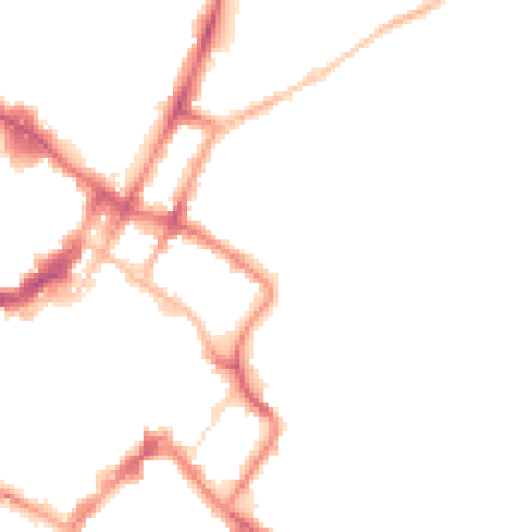 Night-time road noise heatmap for GL52 2EH
