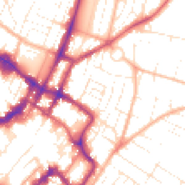 Daytime road noise heatmap for GL52 2JS