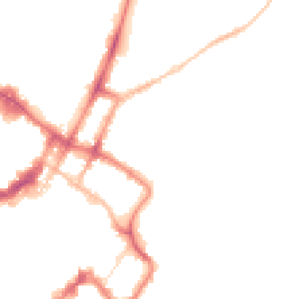 Night-time road noise heatmap for GL52 2JS