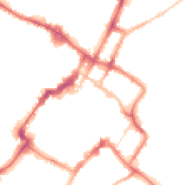 Night-time road noise heatmap for GL52 2LX