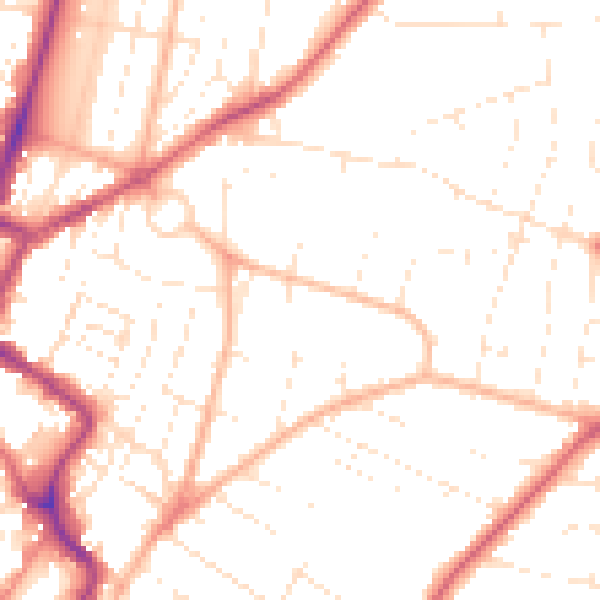 Daytime road noise heatmap for GL52 2PZ