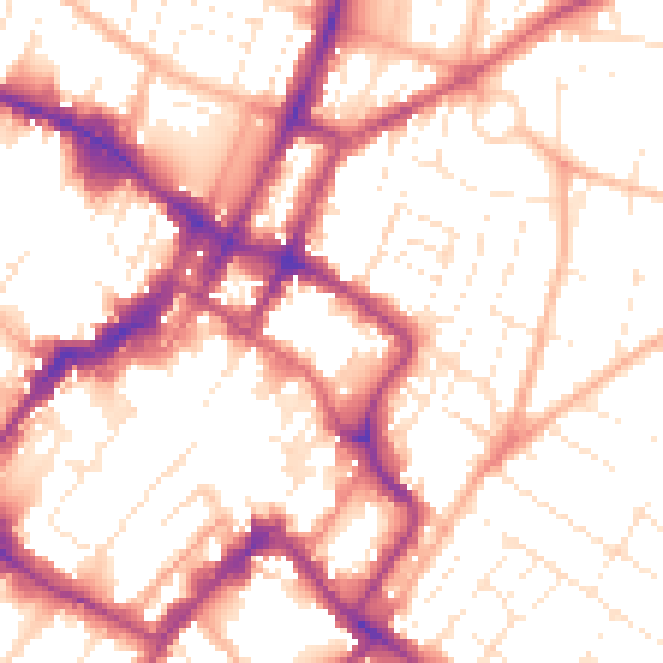 Daytime road noise heatmap for GL52 2RJ