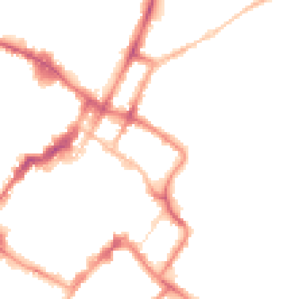 Night-time road noise heatmap for GL52 2RJ