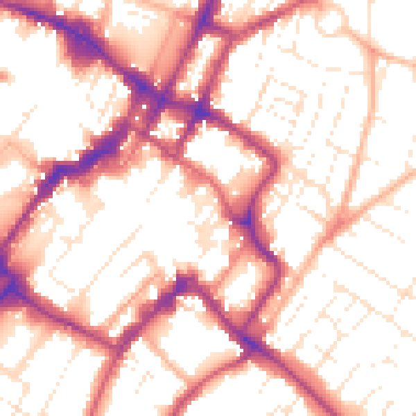 Daytime road noise heatmap for GL52 2RX