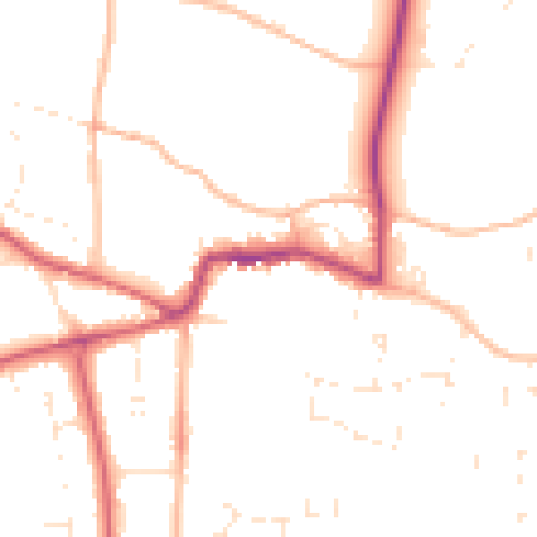 Daytime road noise heatmap for GL52 3AT